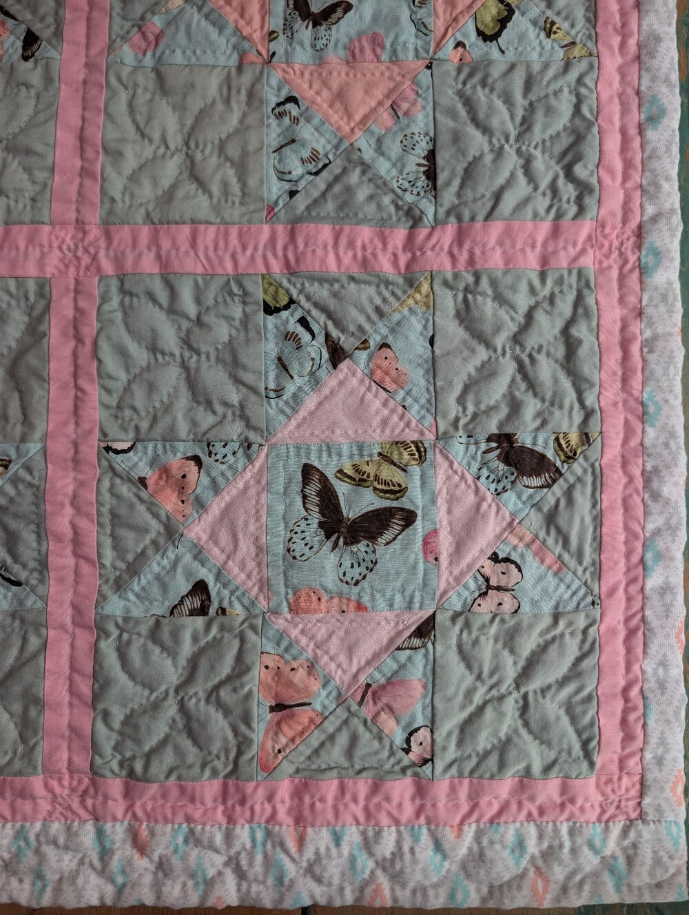Hand Quilted Butterfly Patchwork Quilt